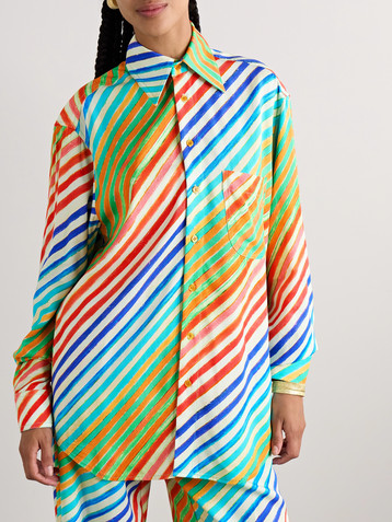 Christopher John Rogers Crayon striped twill shirt