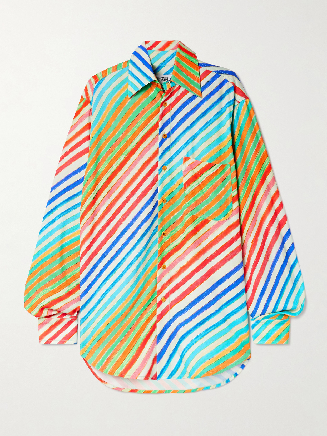 Christopher John Rogers Crayon Striped Twill Shirt In Multi
