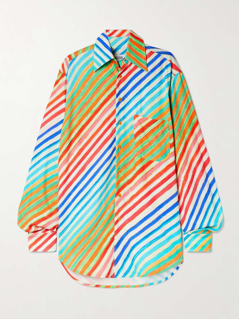 Christopher John Rogers Crayon Striped Twill Shirt