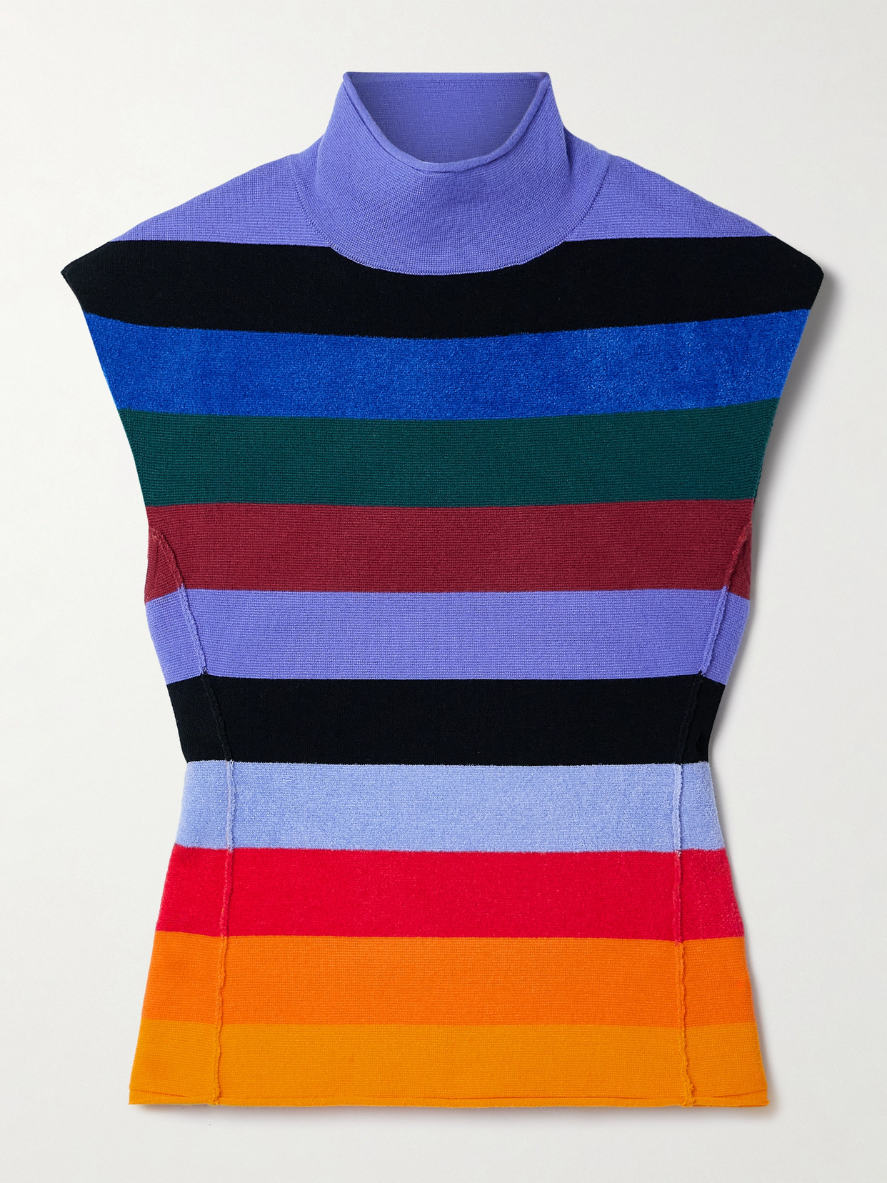 CHRISTOPHER JOHN ROGERS STRIPED WOOL-BLEND TURTLENECK TANK