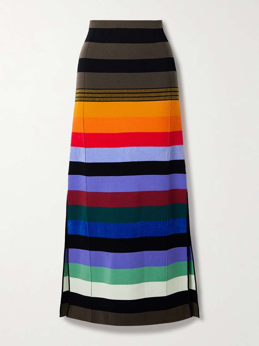 Christopher John Rogers Striped Wool-blend Maxi Skirt