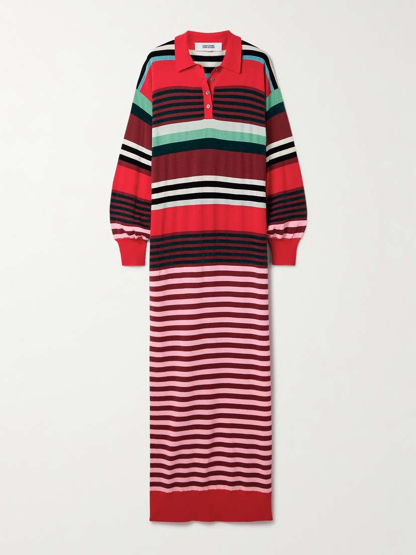 Christopher John Rogers Striped Wool-blend Maxi Dress