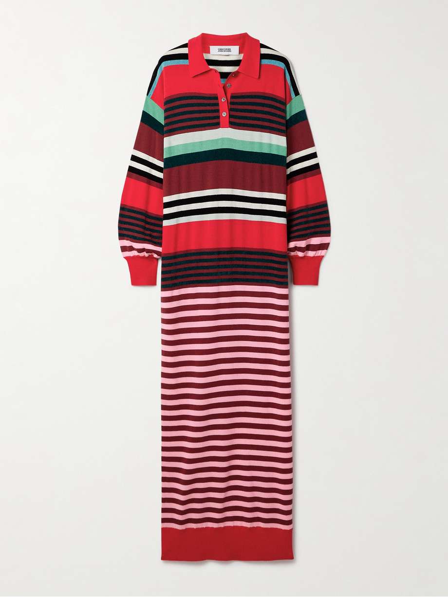 striped wool-blend maxi dress