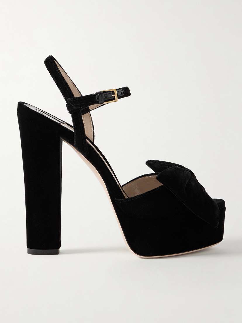 Tom Ford Brigitte Bow-embellished Velvet Platform Sandals