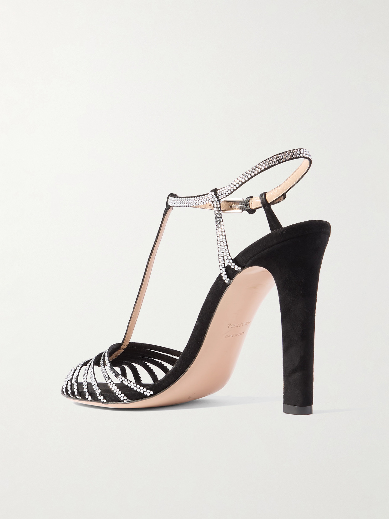 Crystal-Embellished Suede Sandals