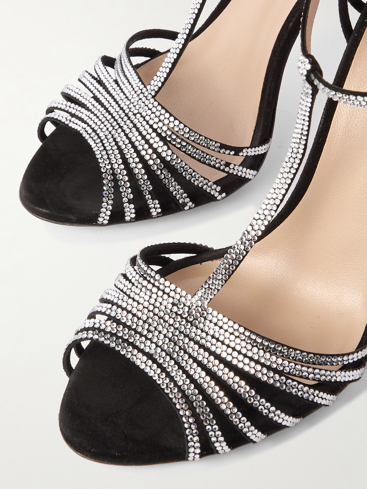 Crystal-Embellished Suede Sandals