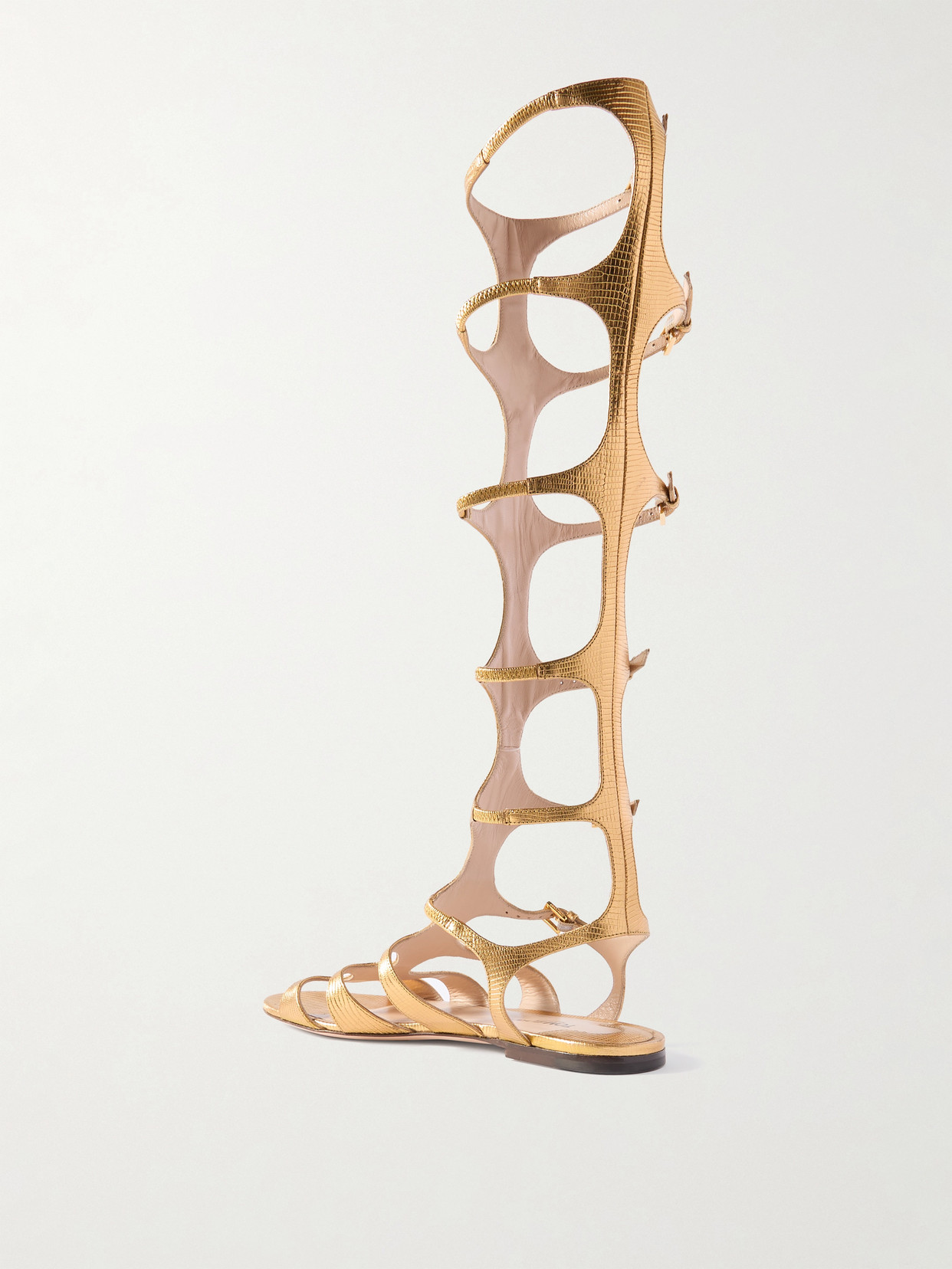 Tom Ford Paradise Metallic Lizard-effect Leather Sandals In Metallic