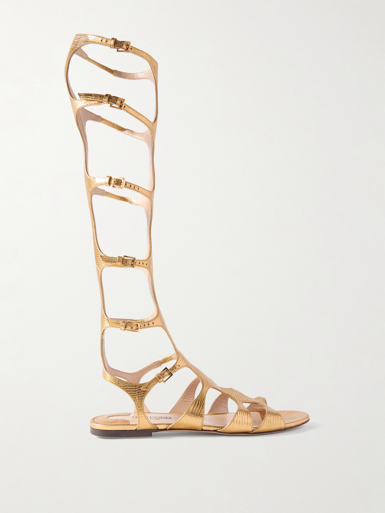 Tom Ford Paradise Metallic Lizard-effect Leather Sandals