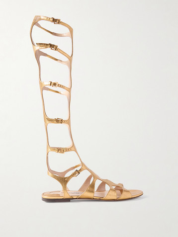 Tom Ford Paradise metallic lizard-effect leather sandals