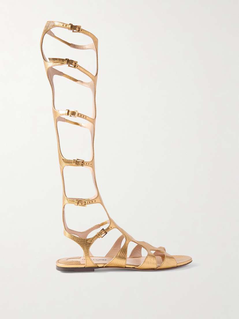 Tom Ford Paradise Metallic Lizard-effect Leather Sandals