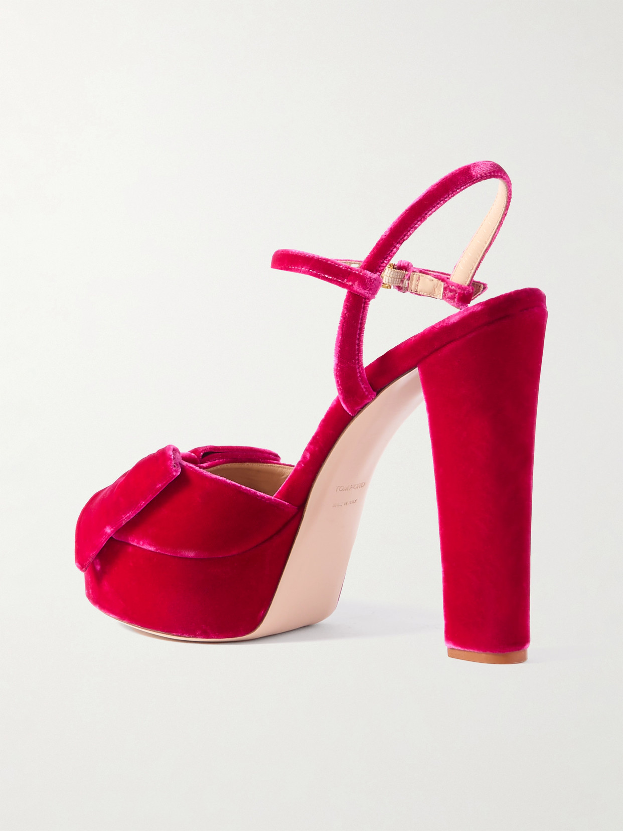 Brigitte Bow-Embellished Velvet Platform Sandals
