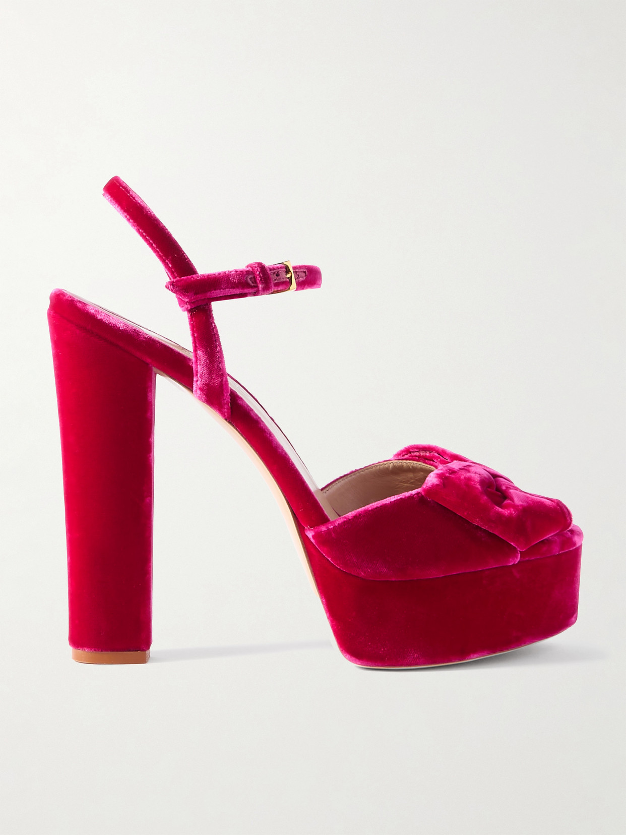 Tom Ford Brigitte Bow-embellished Velvet Platform Sandals In Pink