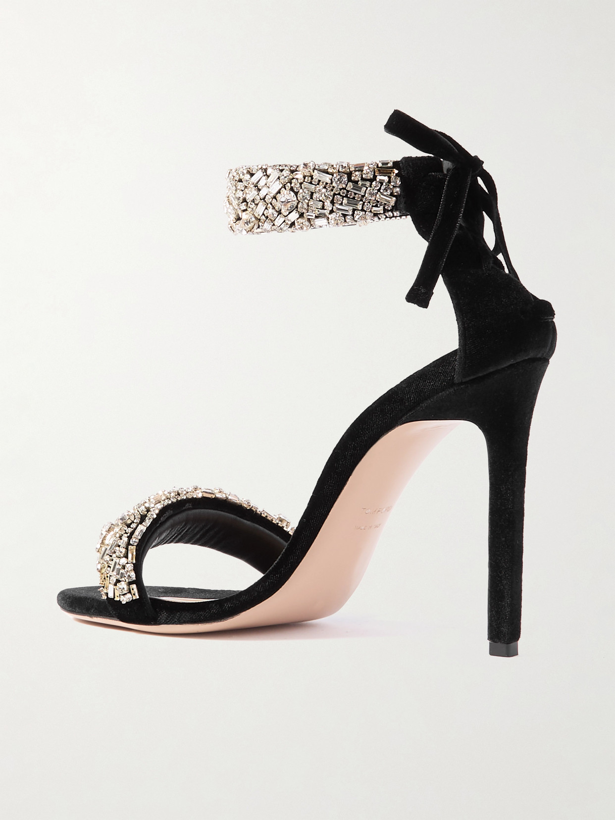 Crystal-Embellished Velvet Sandals