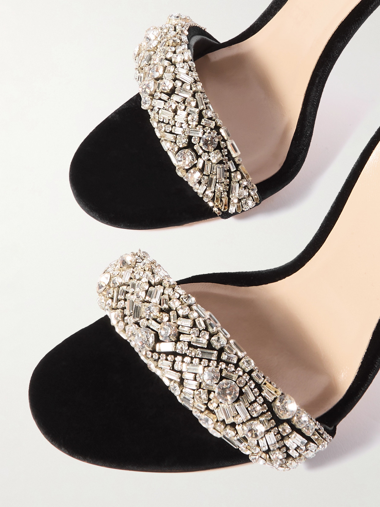 Crystal-Embellished Velvet Sandals