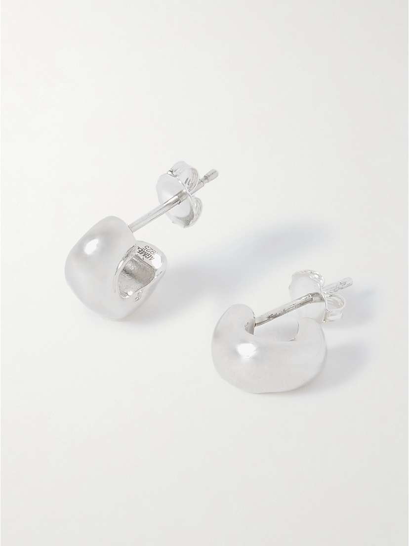 AGMES Mini Dahlia Sterling Silver Hoop Earrings