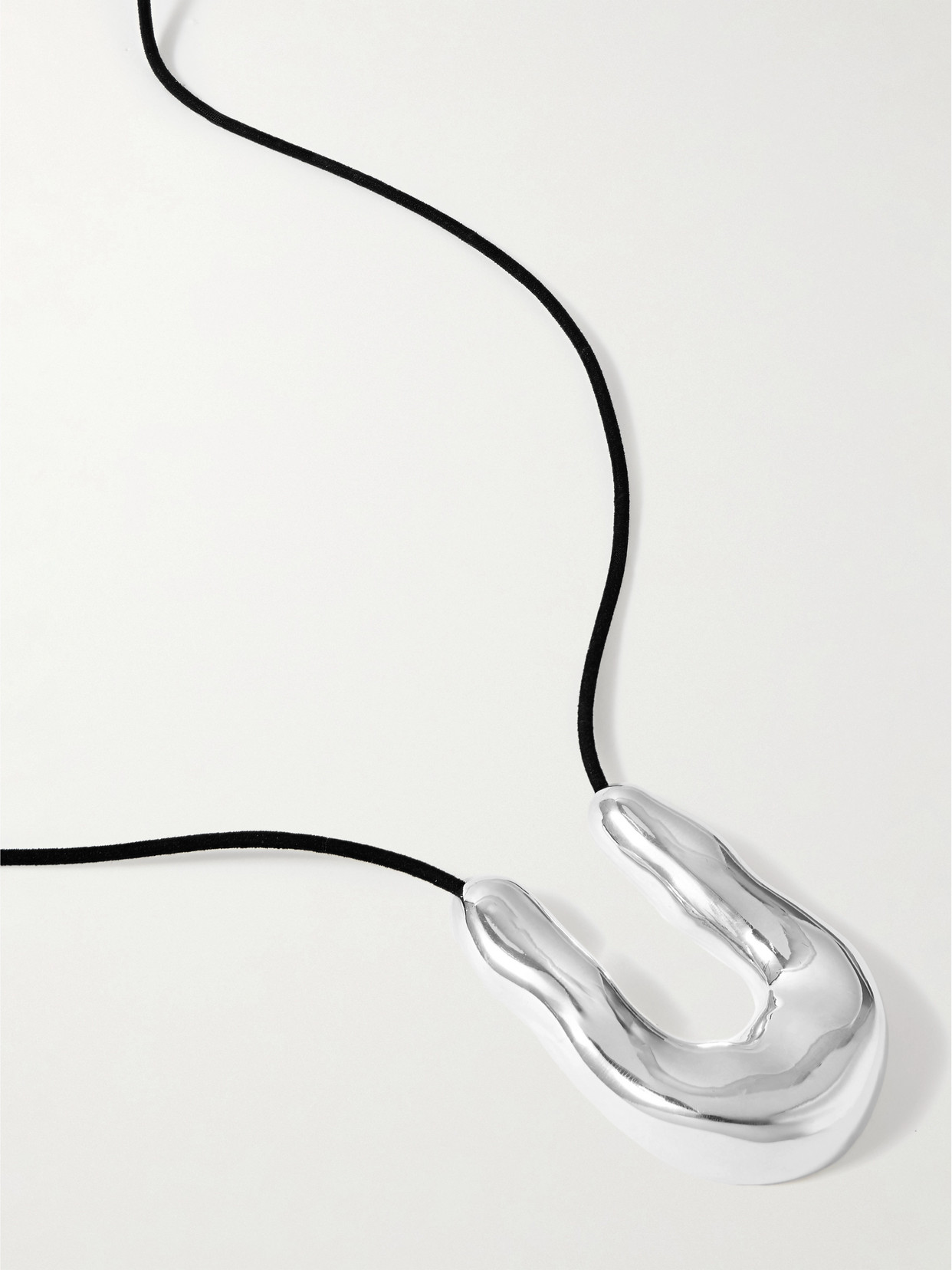 Agmes Large Wishbone Suede And Sterling Silver Necklace