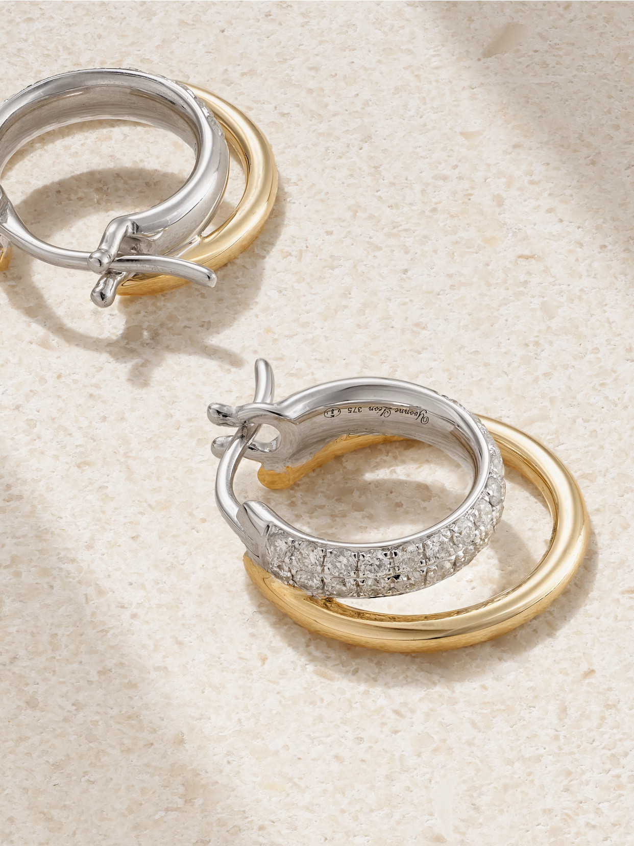 Yvonne Léon 9-karat Yellow And White Gold Diamond Hoop Earrings In Gold