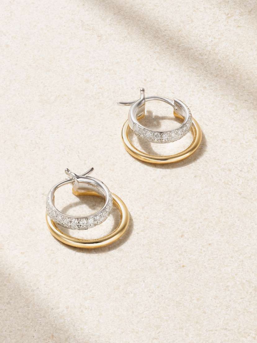 Yvonne Léon 9-karat Yellow And White Gold Diamond Hoop Earrings