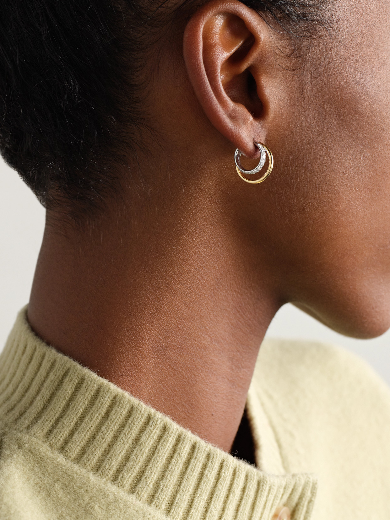 Yvonne Léon 9-karat Yellow And White Gold Diamond Hoop Earrings In Gold
