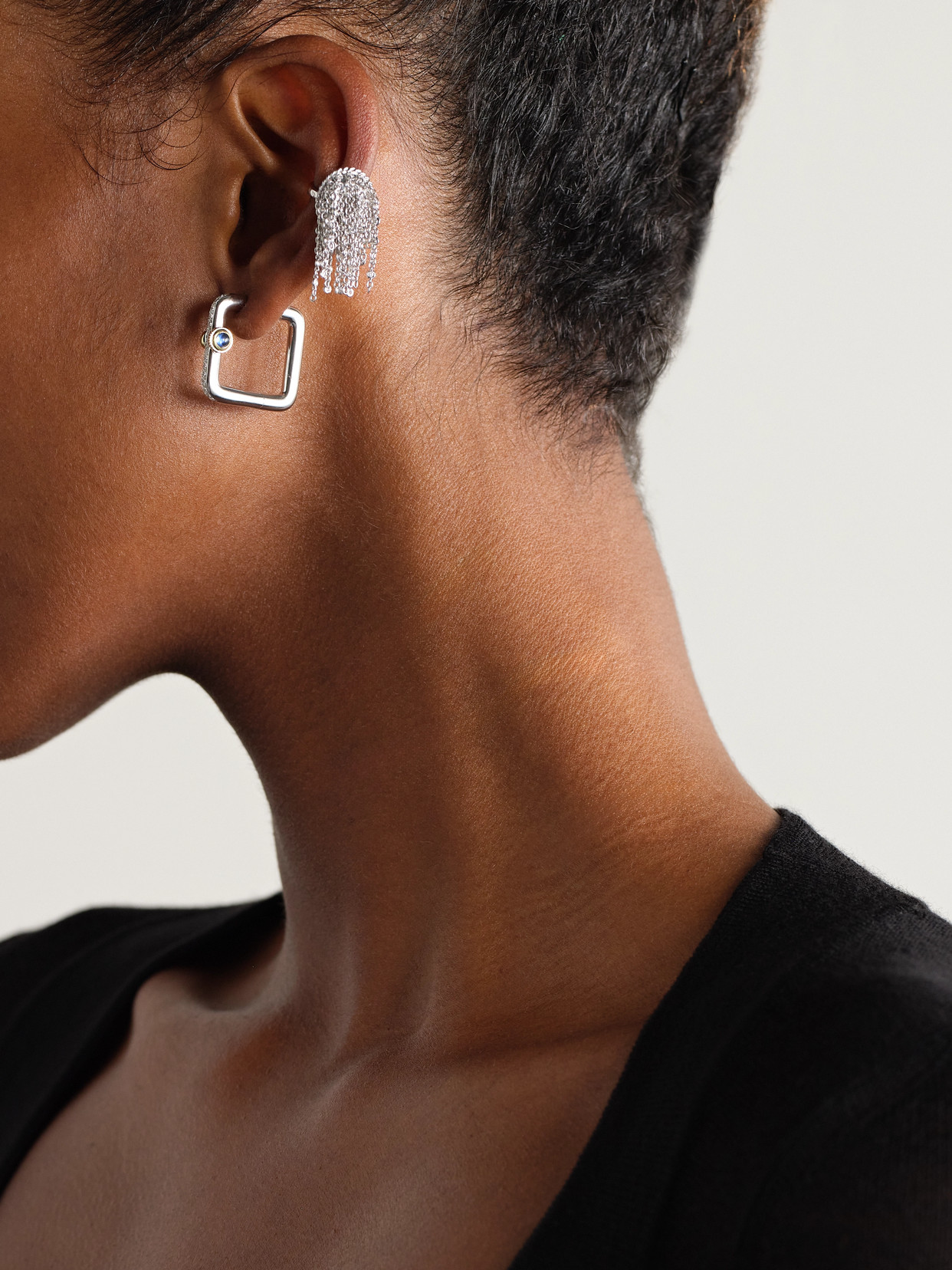 Yvonne Léon 18-karat White Gold Diamond Single Ear Cuff In Silver