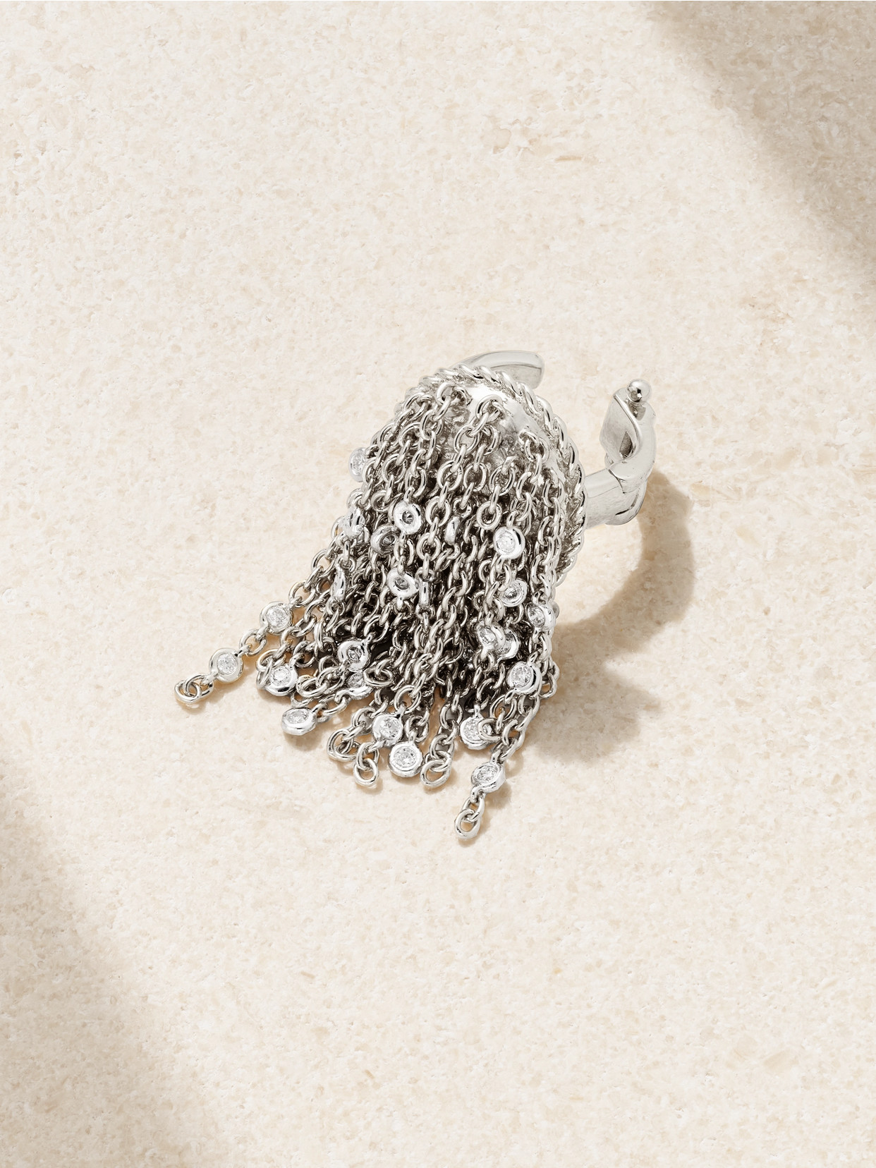 Yvonne Léon 18-karat White Gold Diamond Single Ear Cuff In Silver