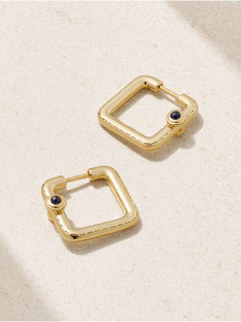 Yvonne Léon Gousset 9-karat Gold, Sapphire And Diamond Hoop Earrings