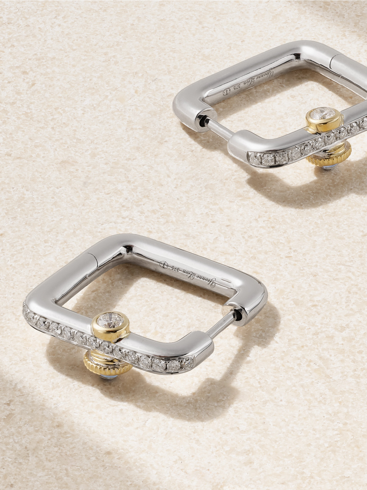 Yvonne Léon Gousset 9-karat White Gold, Diamond And Sapphire Hoop Earrings In Gold