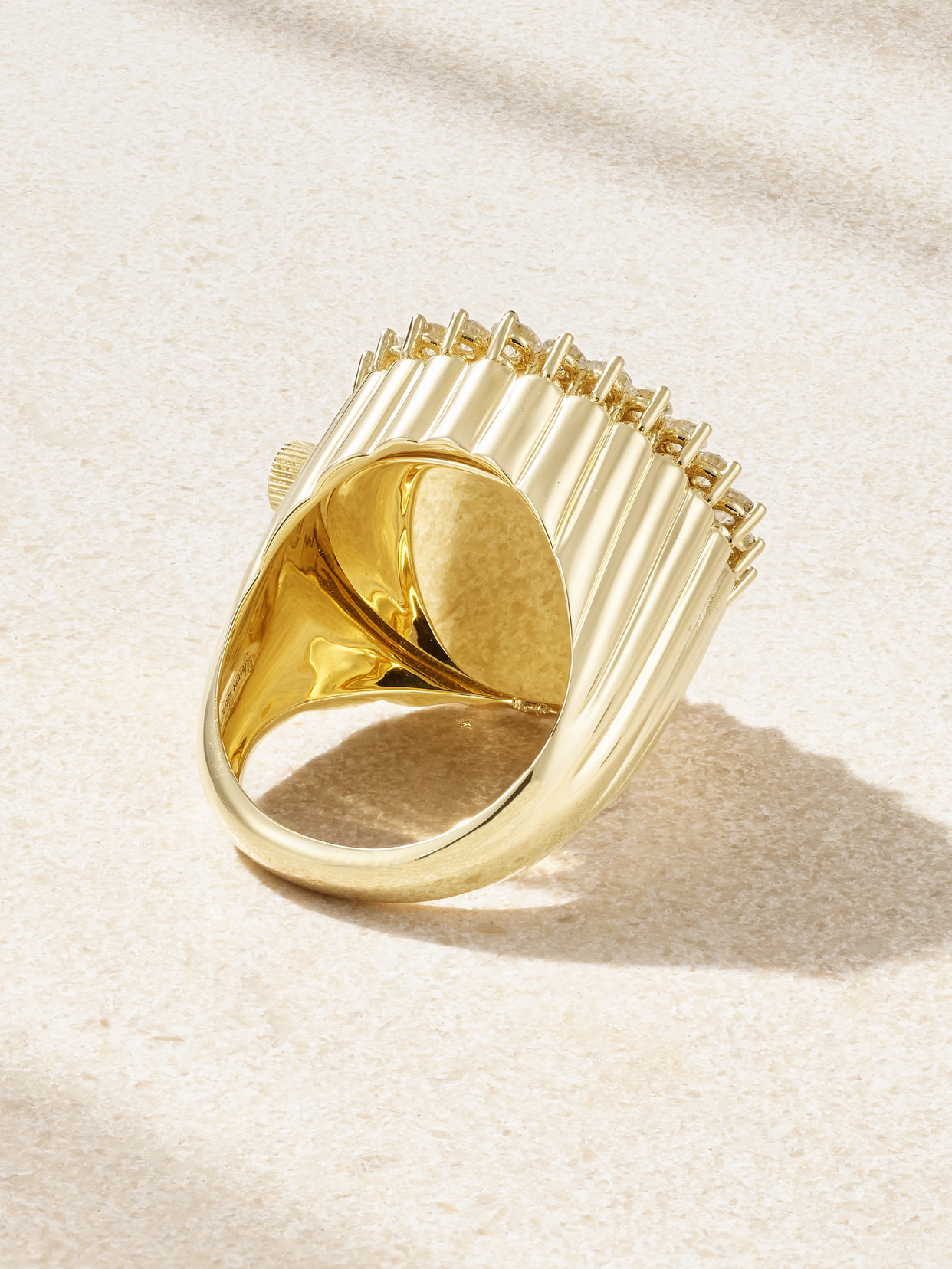 Shop Yvonne Léon Watch 18-karat Gold, Mother-of-pearl And Diamond Ring