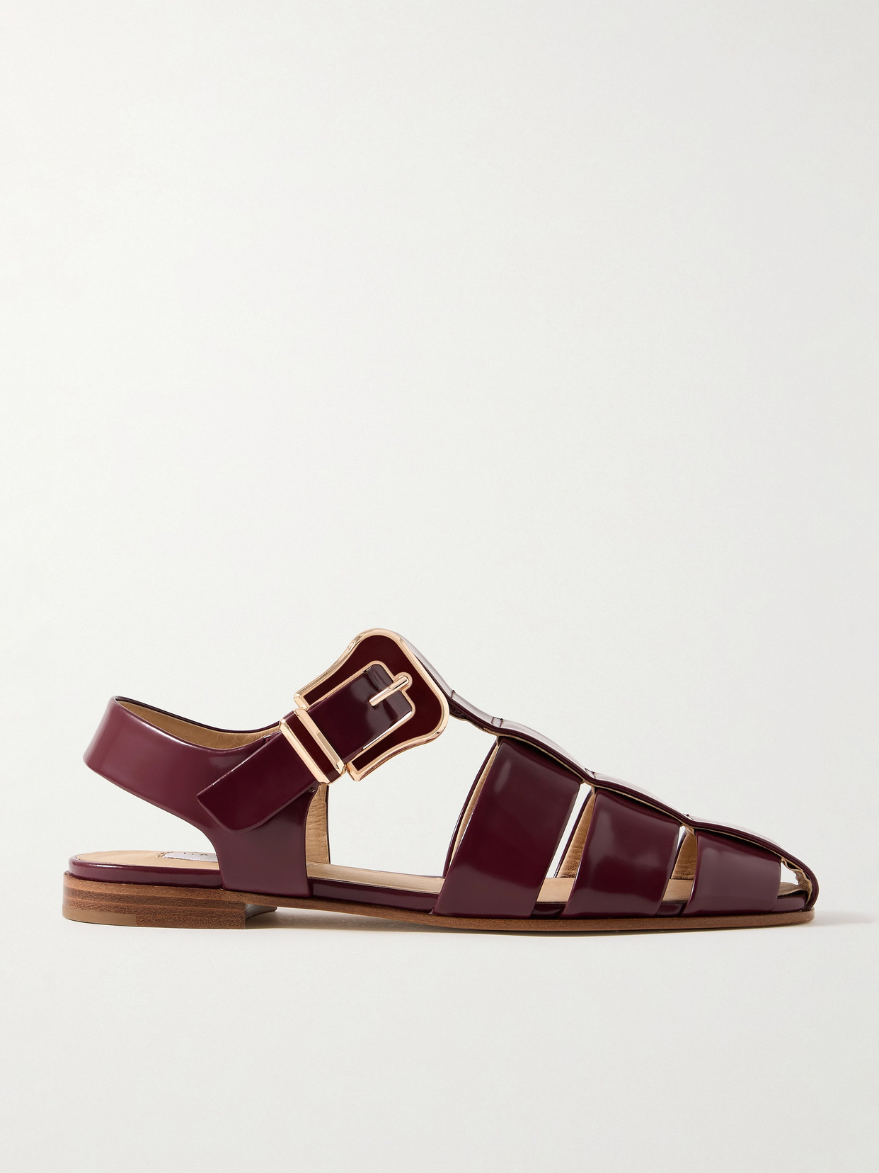 Gabriela Hearst Zoey Patent-leather Sandals In Burgundy