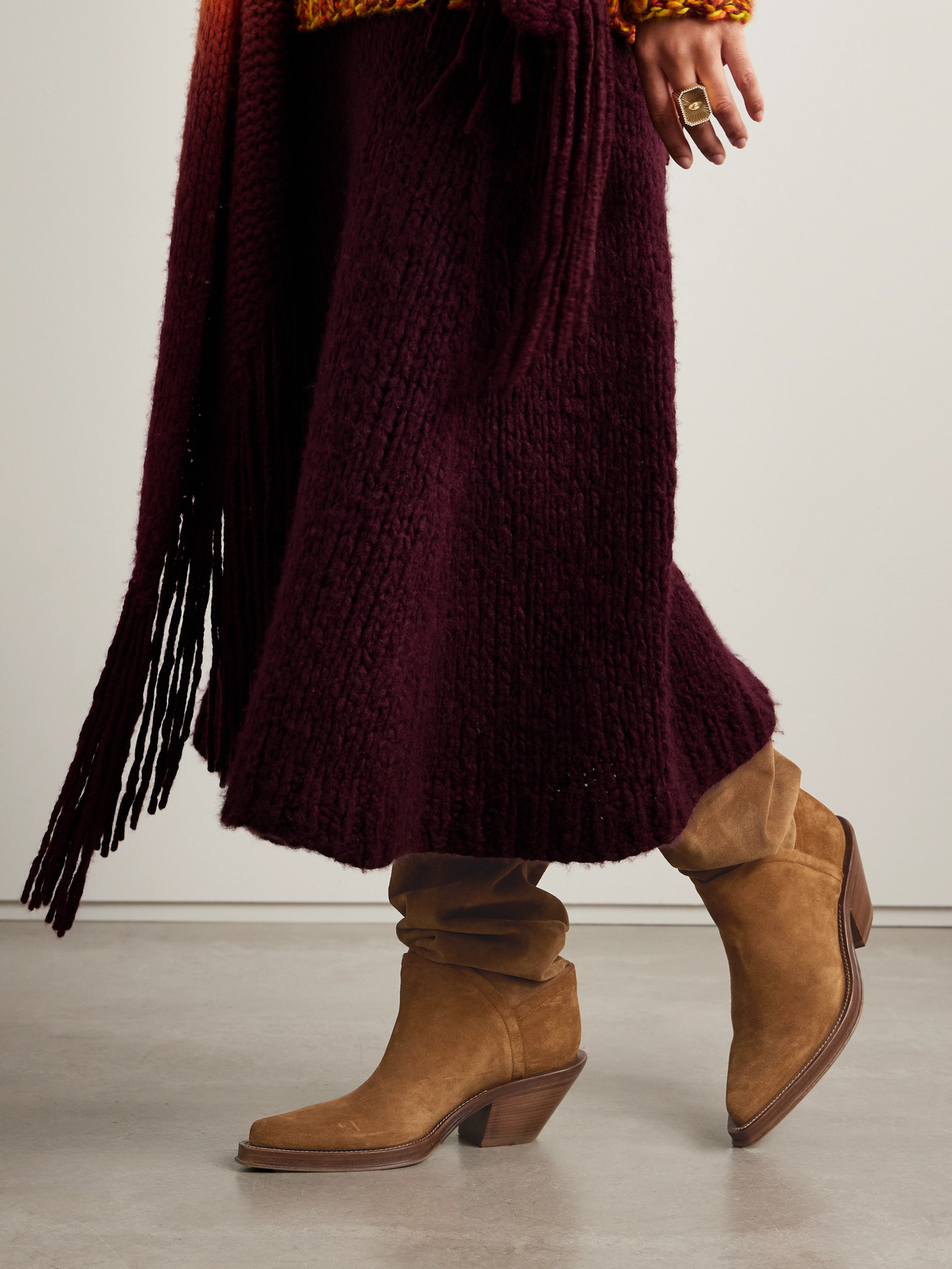 Gabriela Hearst Camero Suede Knee-high Boots In Cognac