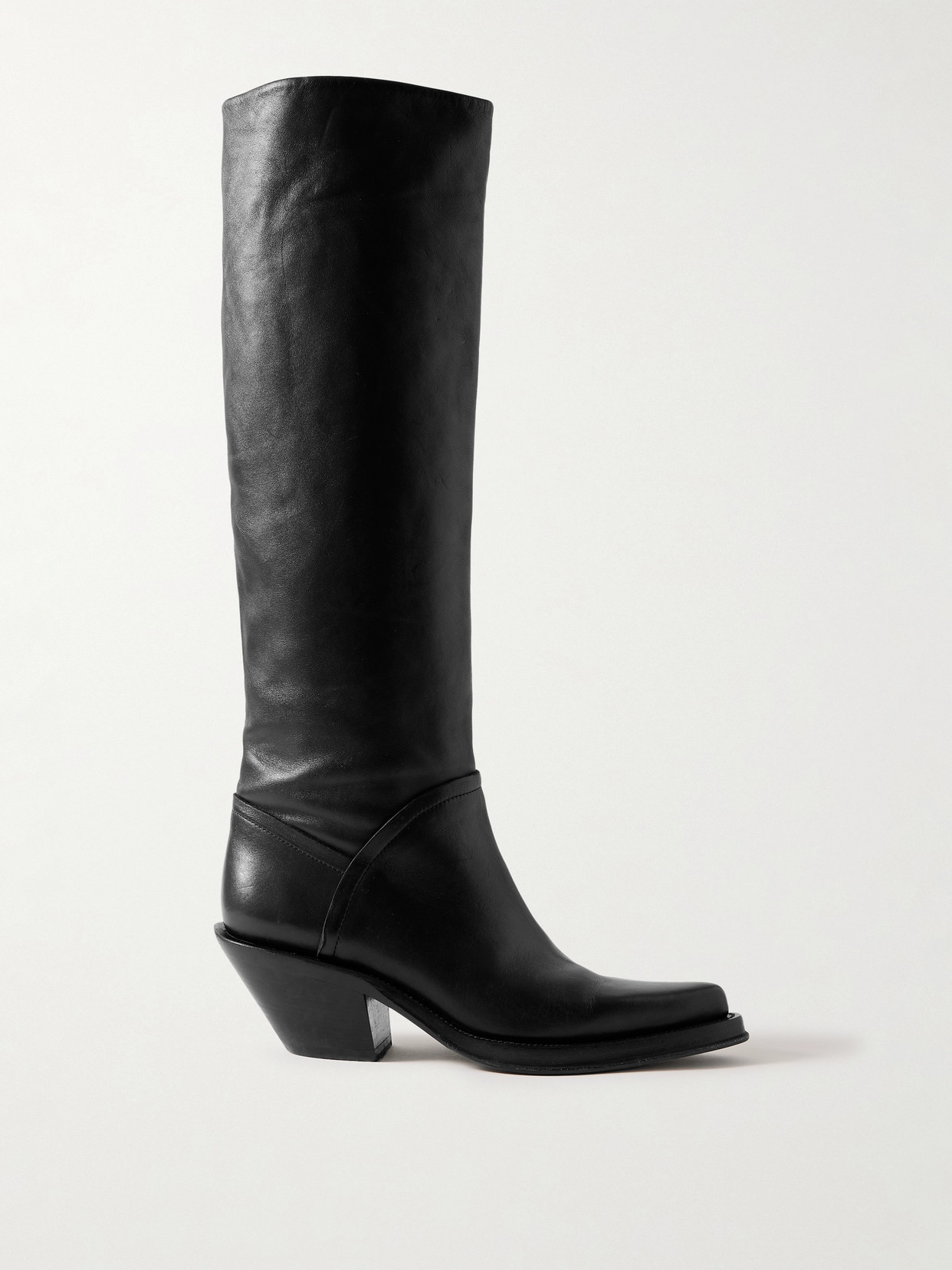 Gabriela Hearst Camero Knee-high Cowboy Boot In Black Leather In Black