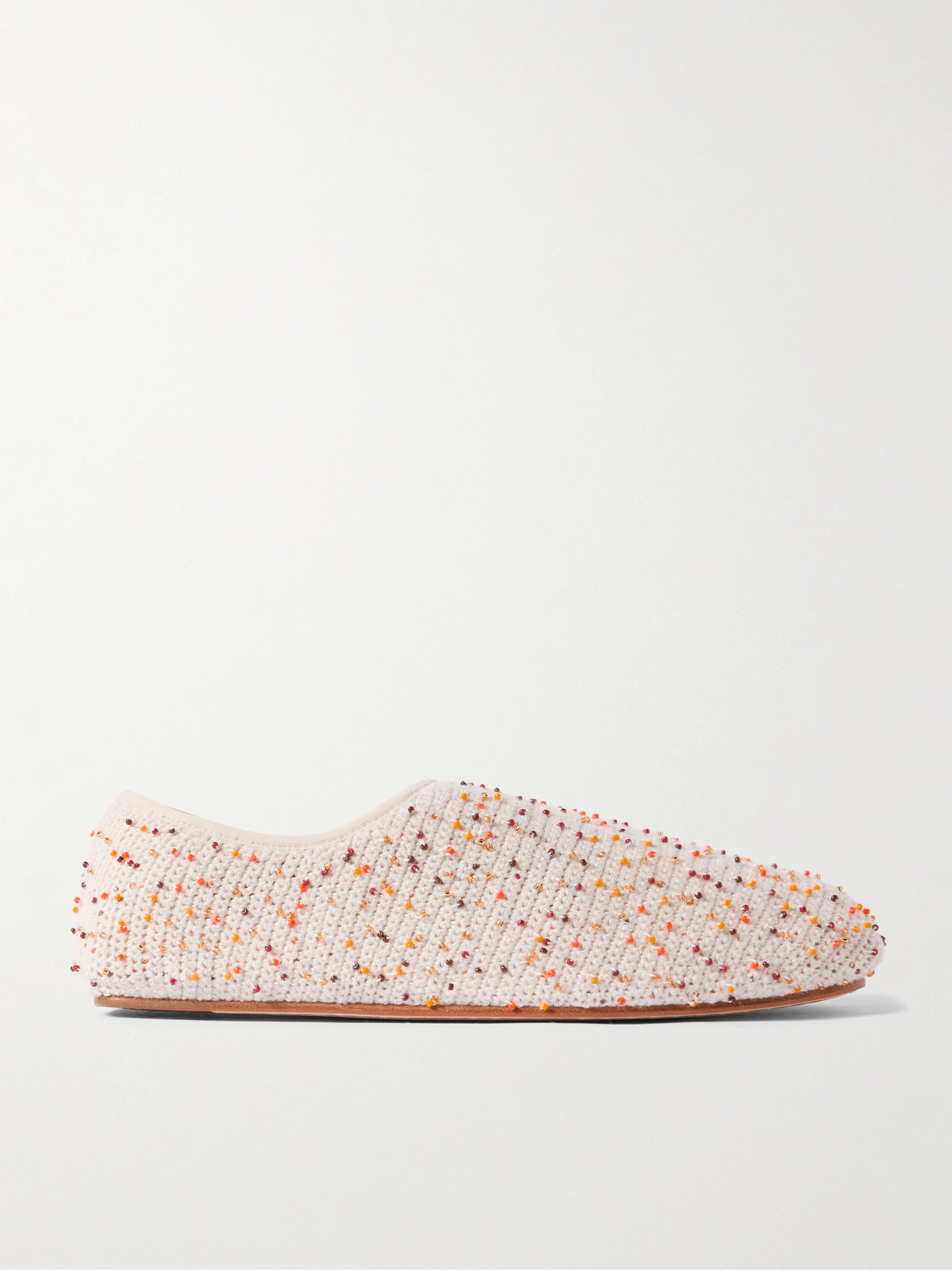 Gabriela Hearst Callie Beaded Crocheted Ballet Flats In Ivory