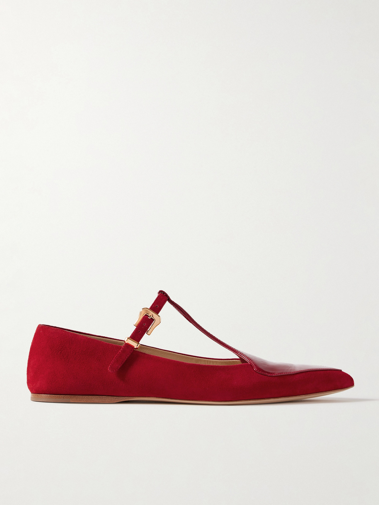 Gabriela Hearst Liv Leather And Suede Mary Jane Flats In Red