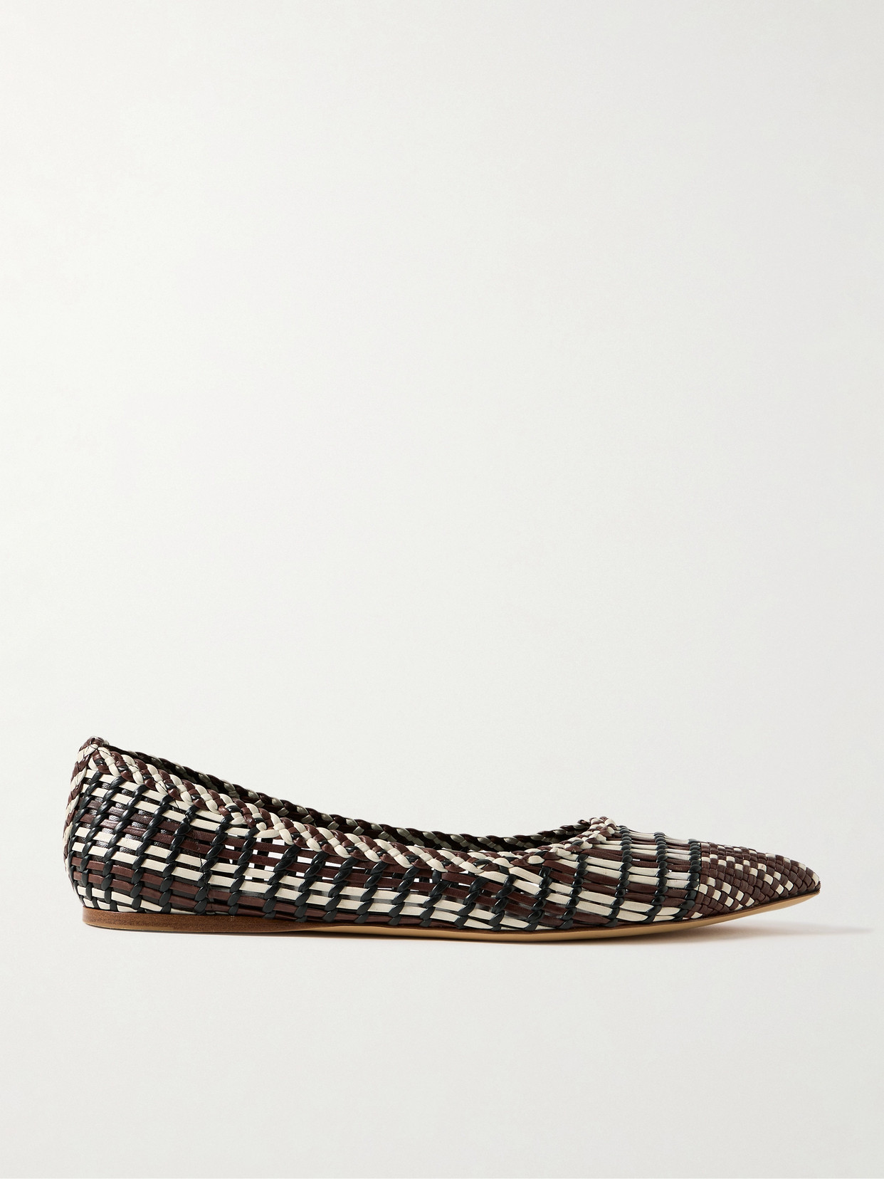 Gabriela Hearst Milos Woven Leather Ballet Flats In Brown