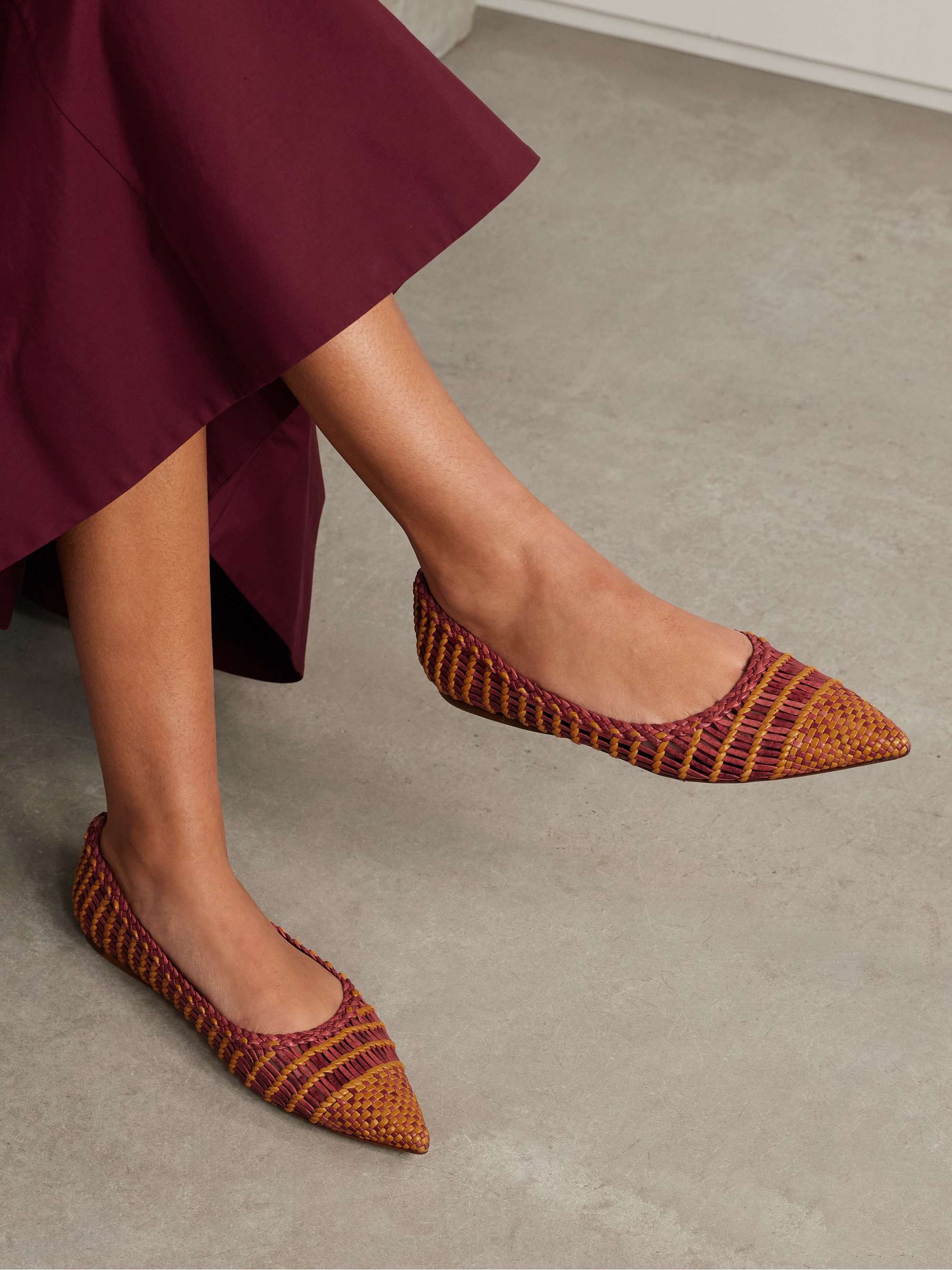 Woven pointed flats hotsell
