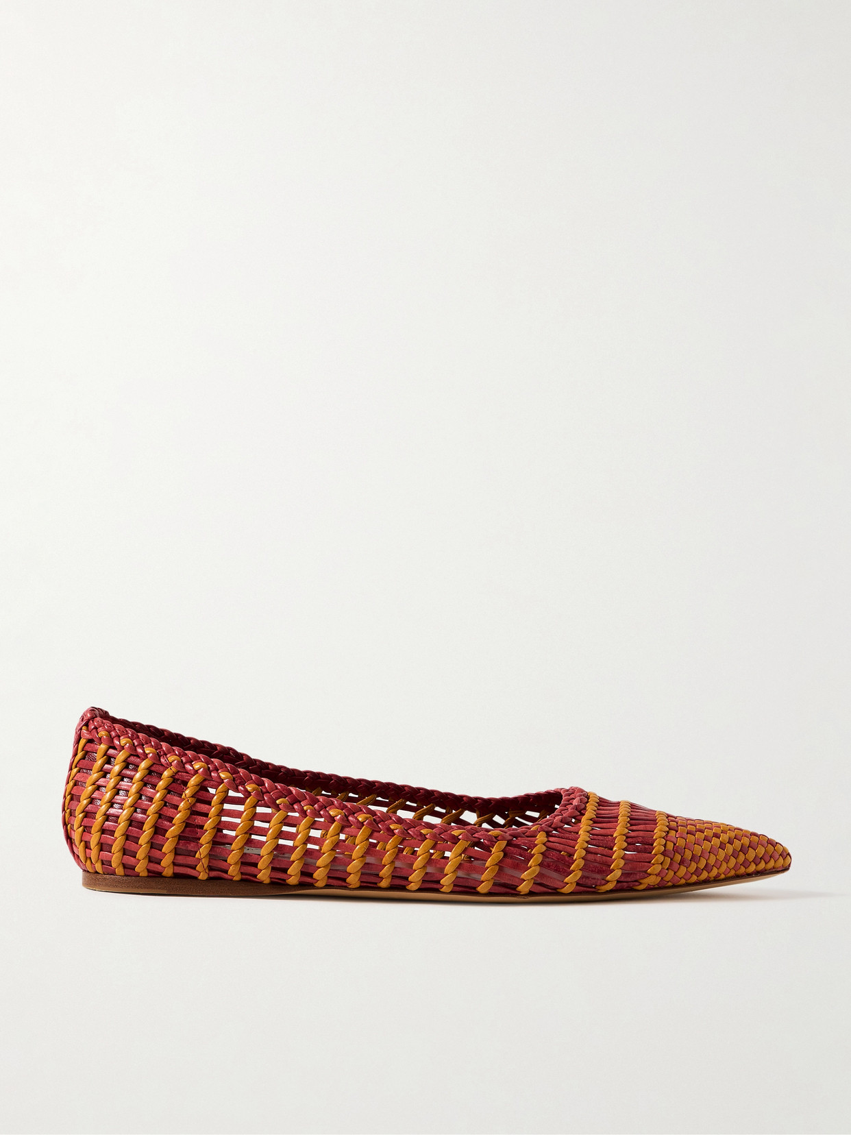 Gabriela Hearst Milos Woven Leather Ballet Flats In Pink