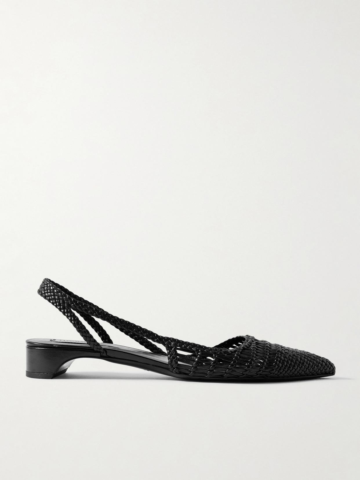 Gabriela Hearst Perro Braided Slingback Shoe In Black Leather In Black