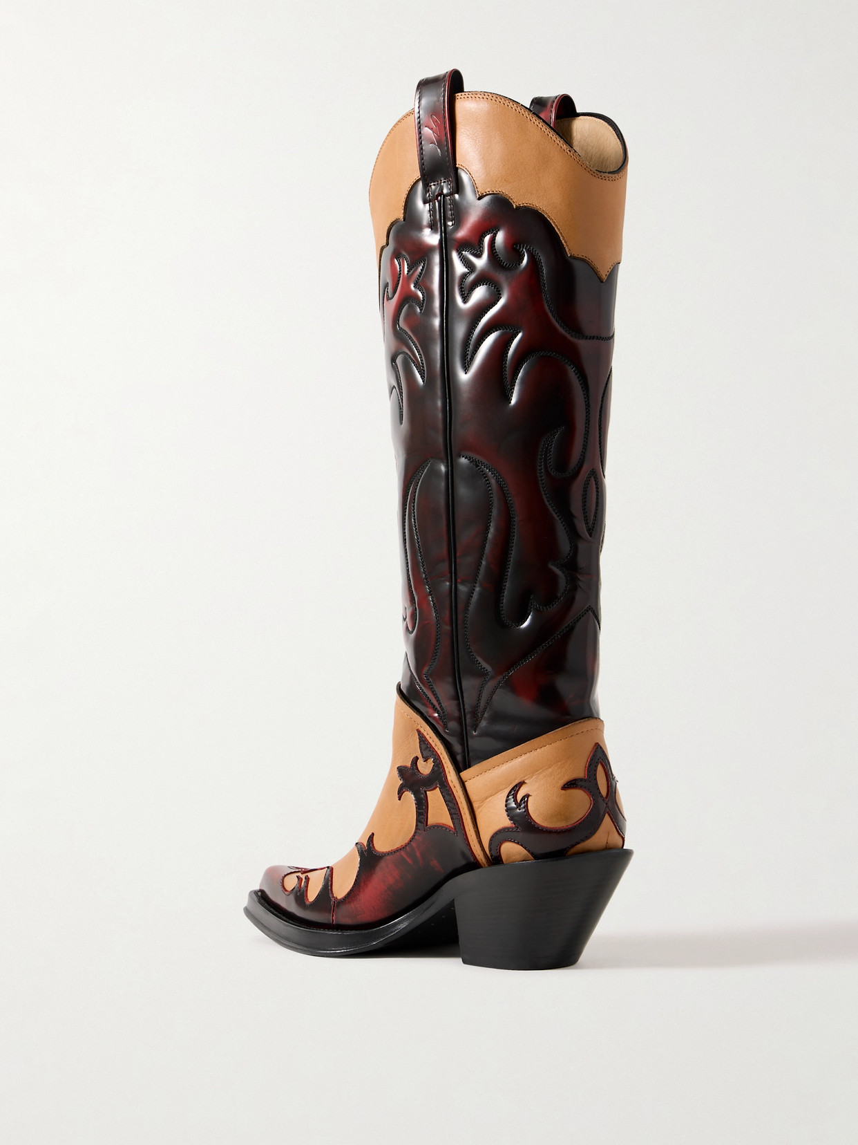 Gabriela Hearst Capitana Two-tone Glossed And Smooth-leather Knee Boots In Brown