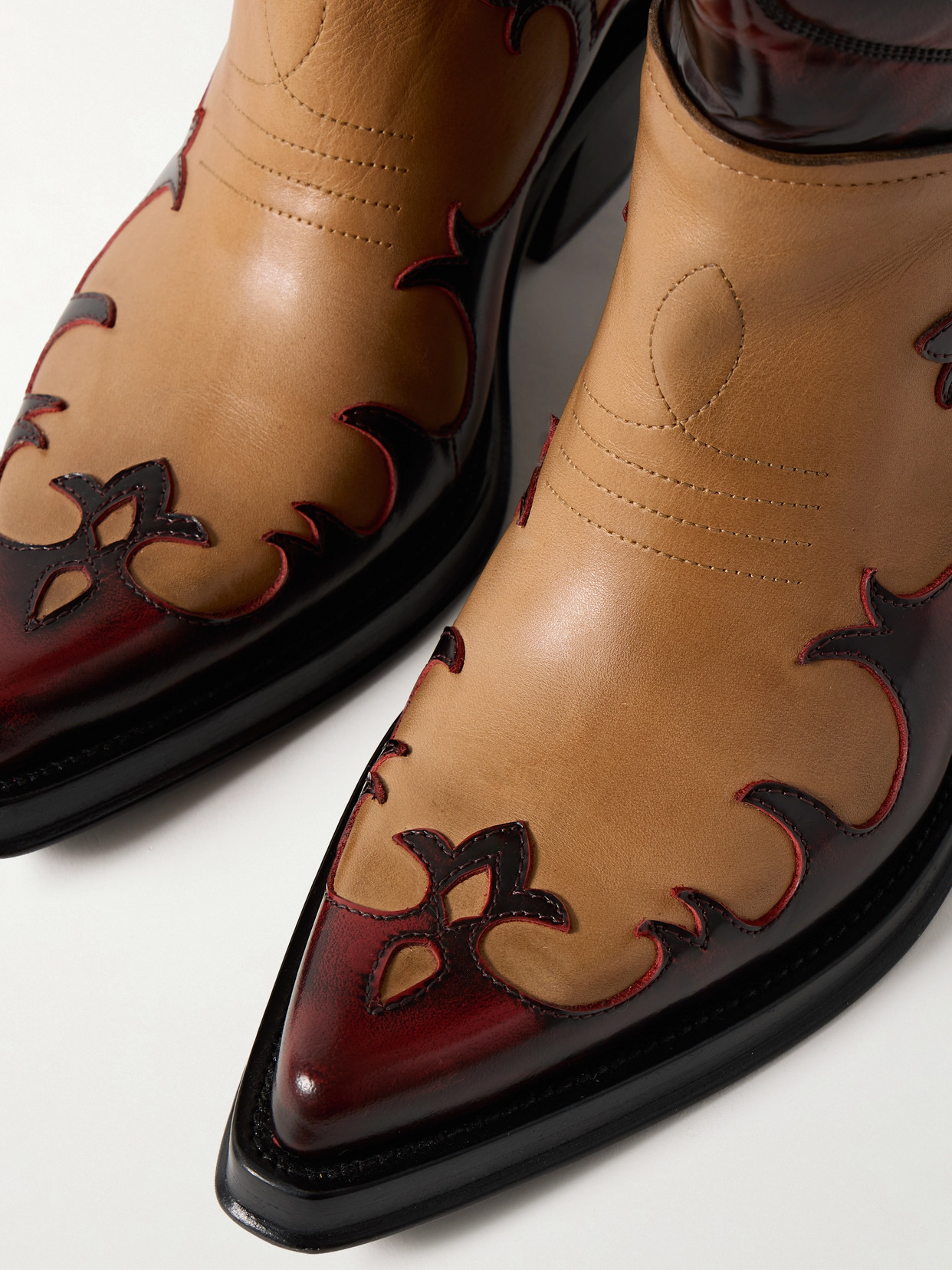 Gabriela Hearst Capitana Two-tone Glossed And Smooth-leather Knee Boots In Brown