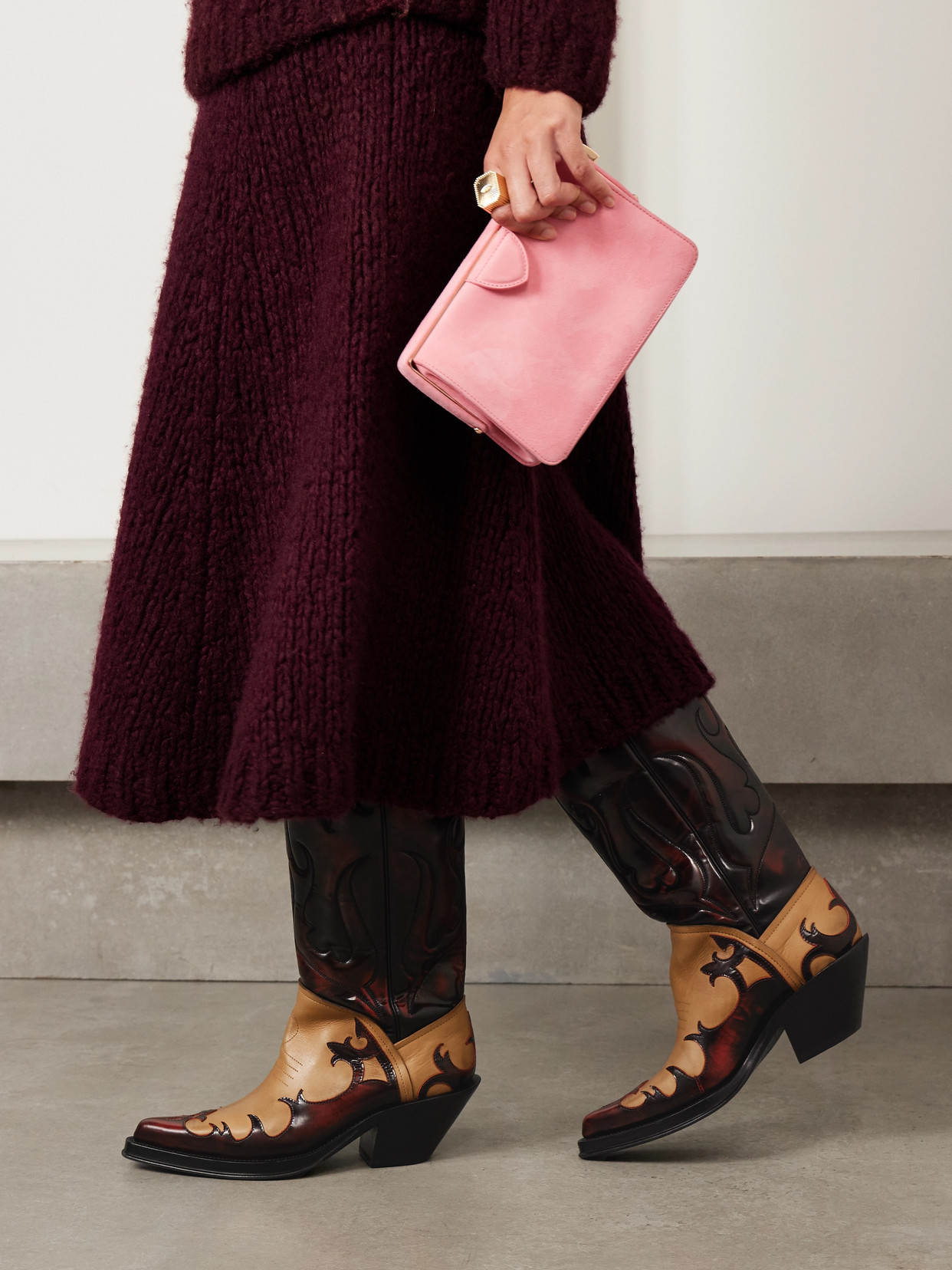 Gabriela Hearst Capitana Two-tone Glossed And Smooth-leather Knee Boots In Brown