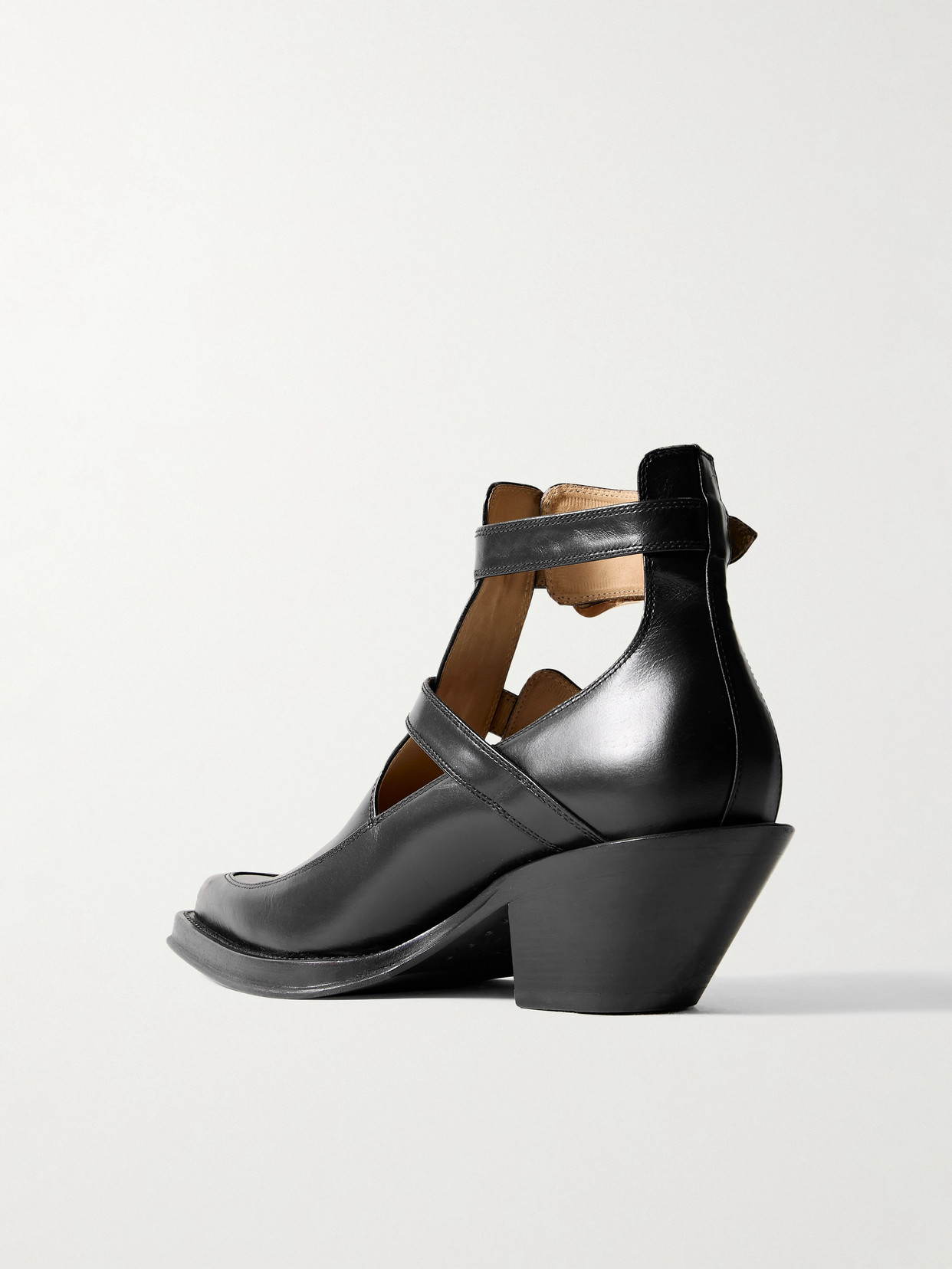GABRIELA HEARST CASTRO BUCKLED CUTOUT LEATHER ANKLE BOOTS