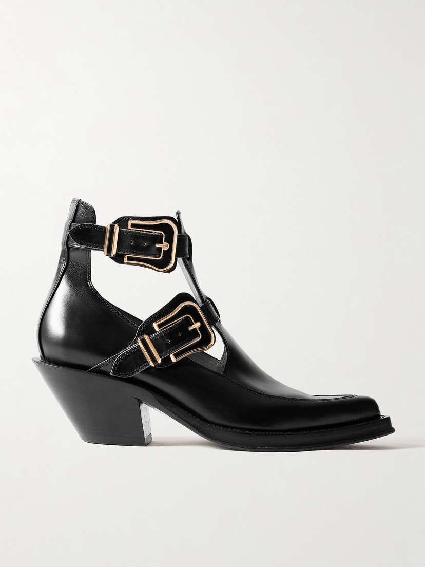 Gabriela Hearst Castro Buckled Cutout Leather Ankle Boots