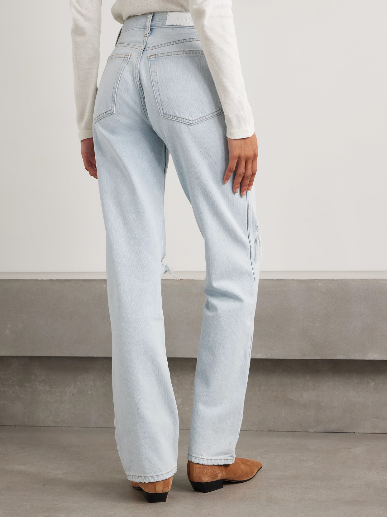 Re/done 90s Loose High-rise Straight-leg Jeans In Blue