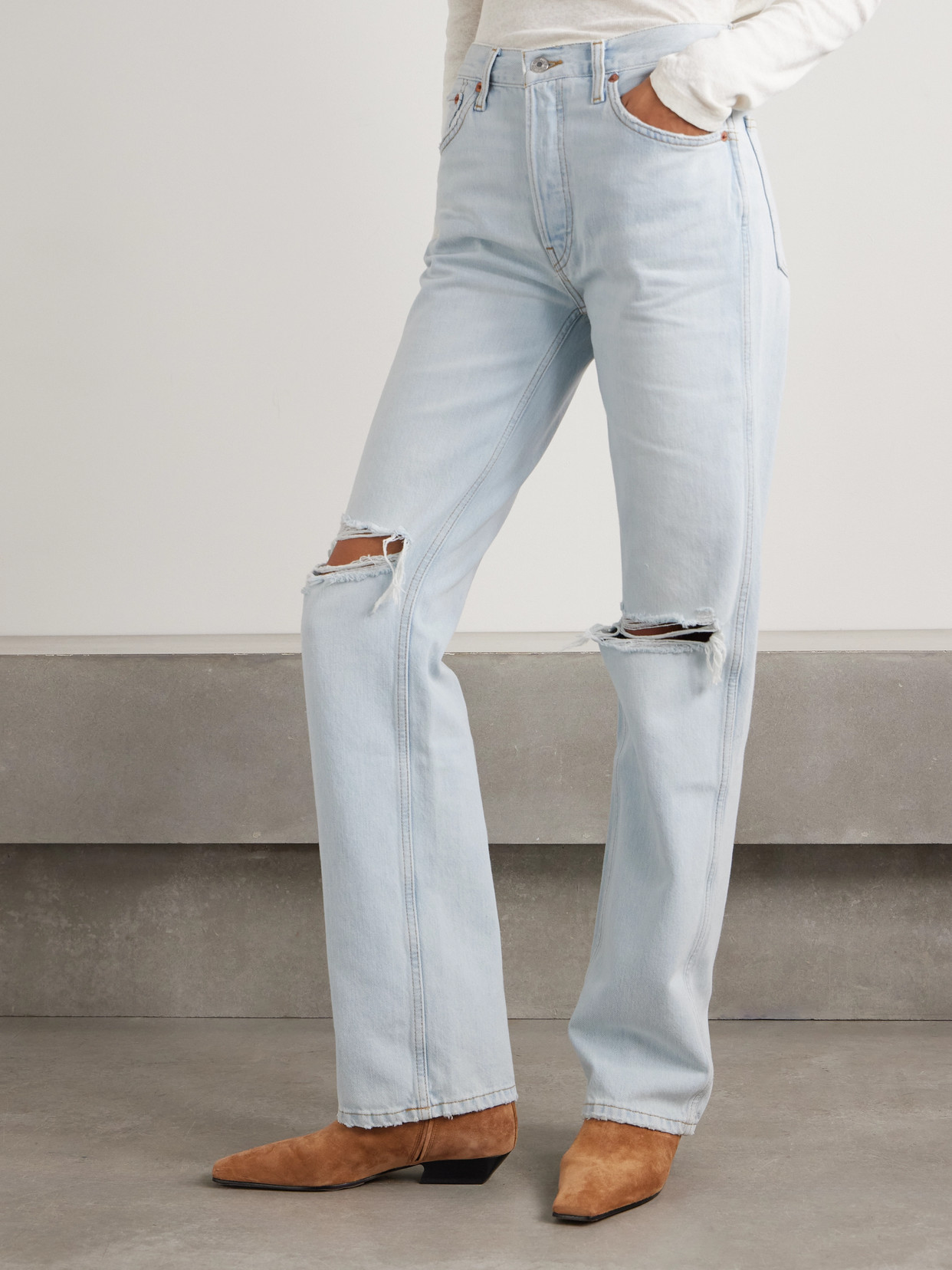 Re/done 90s Loose High-rise Straight-leg Jeans In Blue