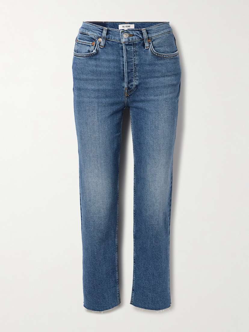 RE/DONE 70s High Rise Stove Pipe Frayed Straight-leg Jeans