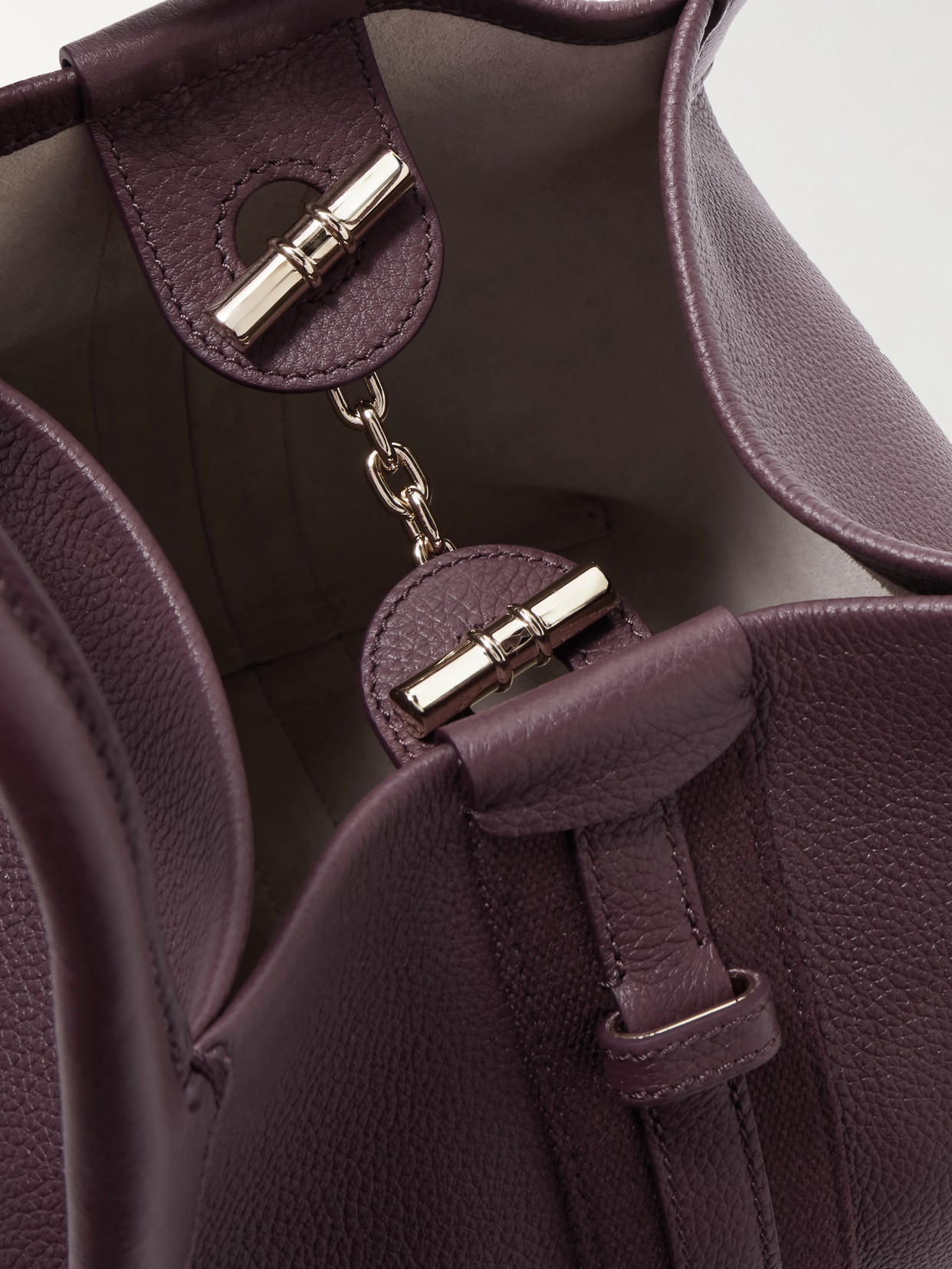 Loro Piana Bale Small Leather Top-handle Bag In Burgundy