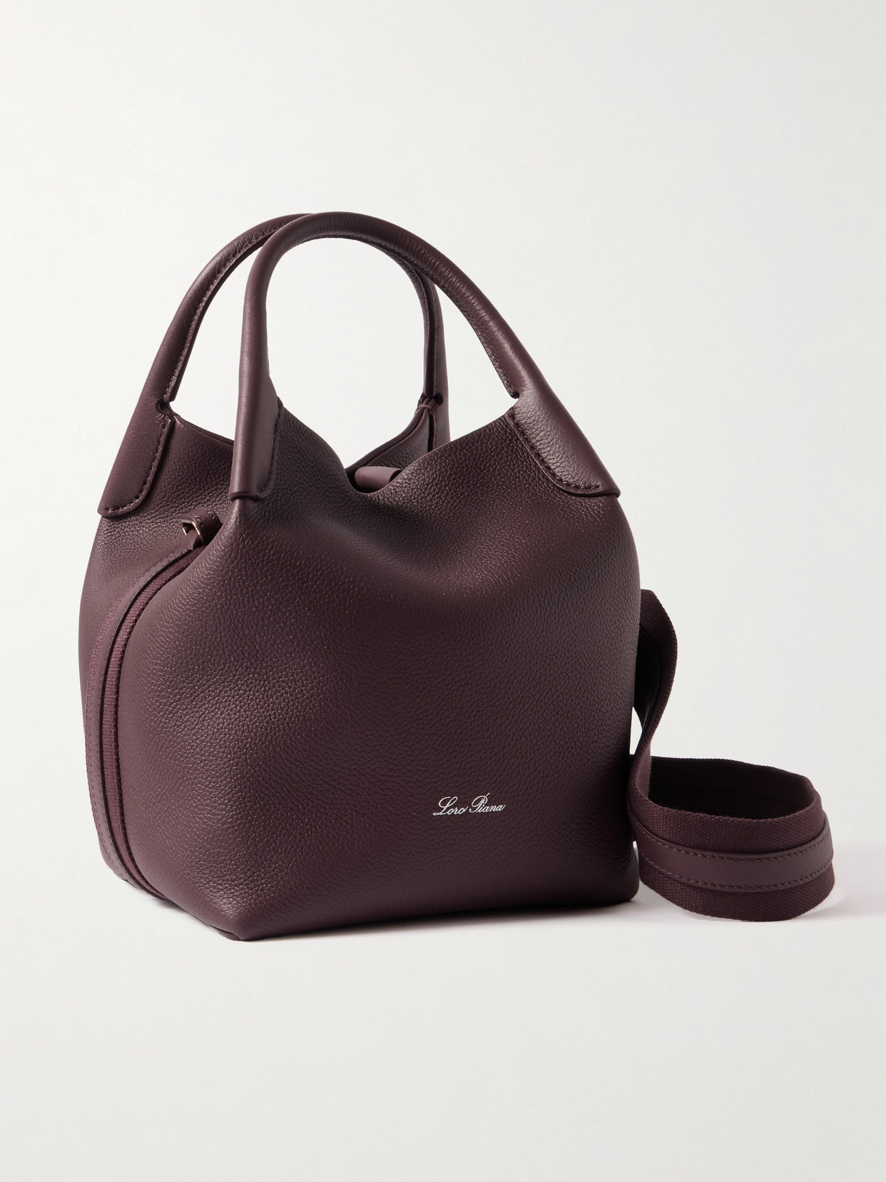 Loro Piana Bale Small Leather Top-handle Bag In Burgundy