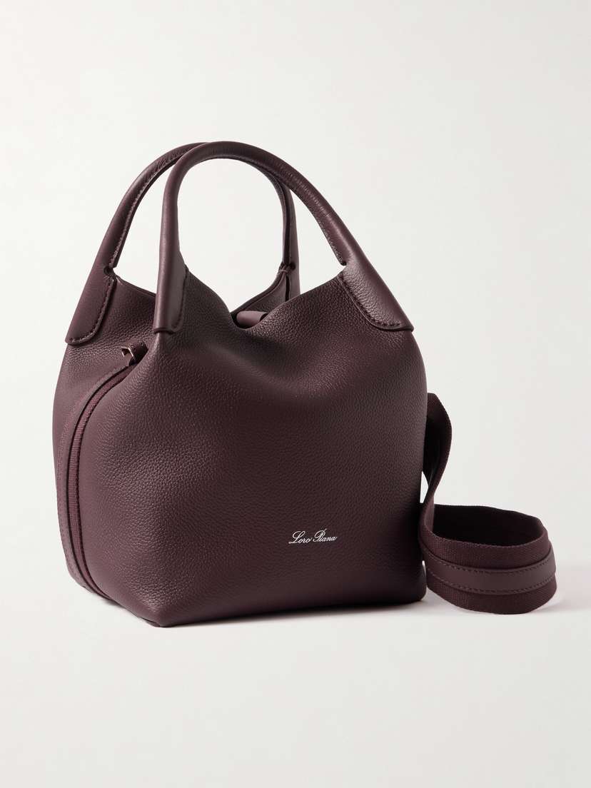 Loro Piana Bale Canvas-trimmed Textured-leather Tote