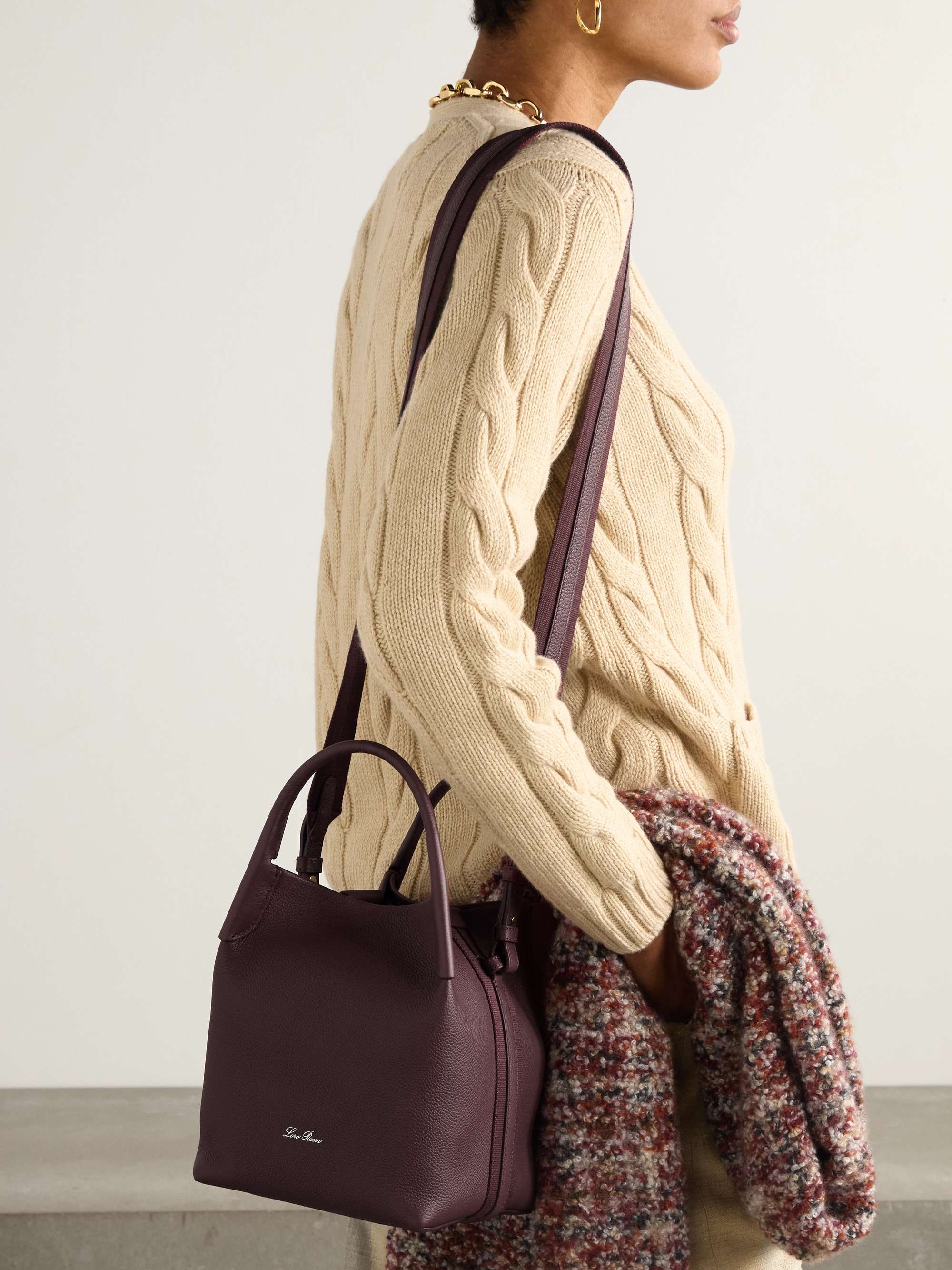 LORO PIANA Bale canvas-trimmed textured-leather tote