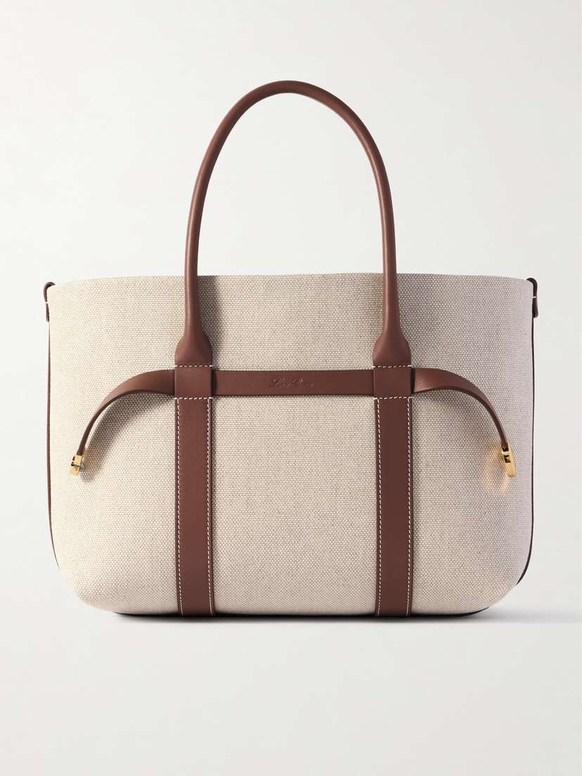 Loro Piana Ghiera Small Leather-trimmed Canvas Tote